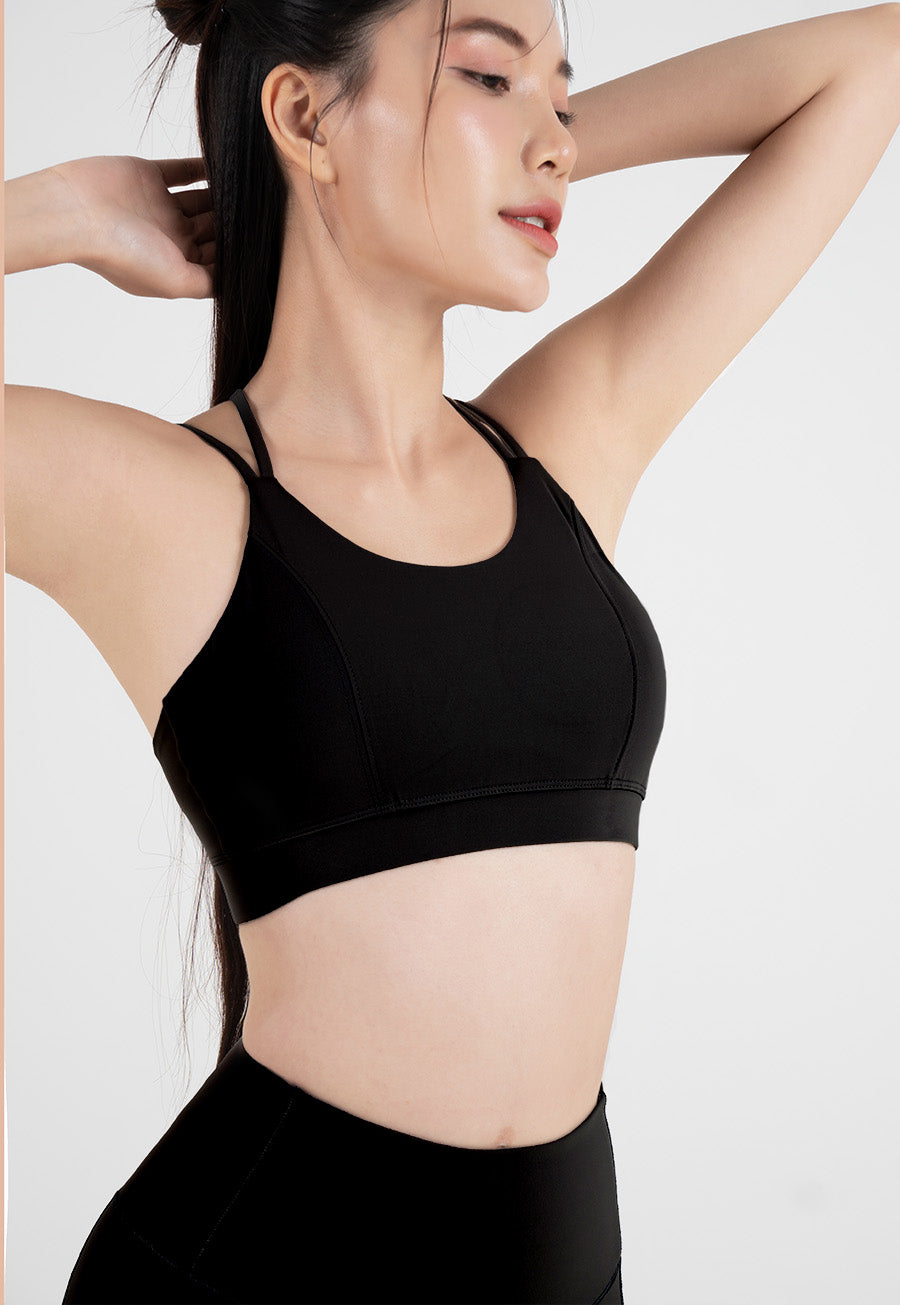 Áo bra tập yoga Strappy Back Fitme Flow - BRSB - Đen - Fitme Sportswear