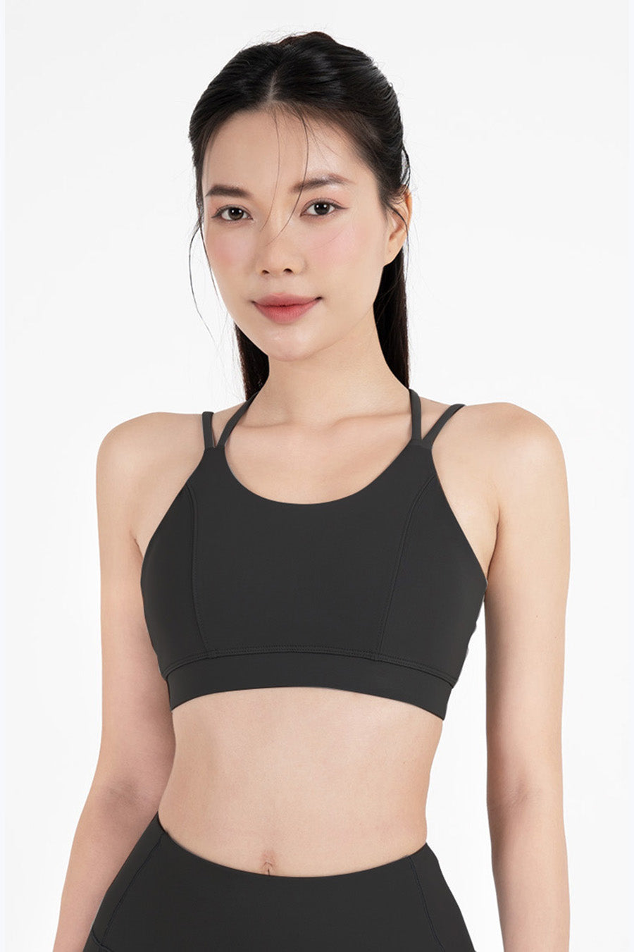 Áo bra tập yoga Strappy Back Fitme Flow - BRSB - Đen - Fitme Sportswear