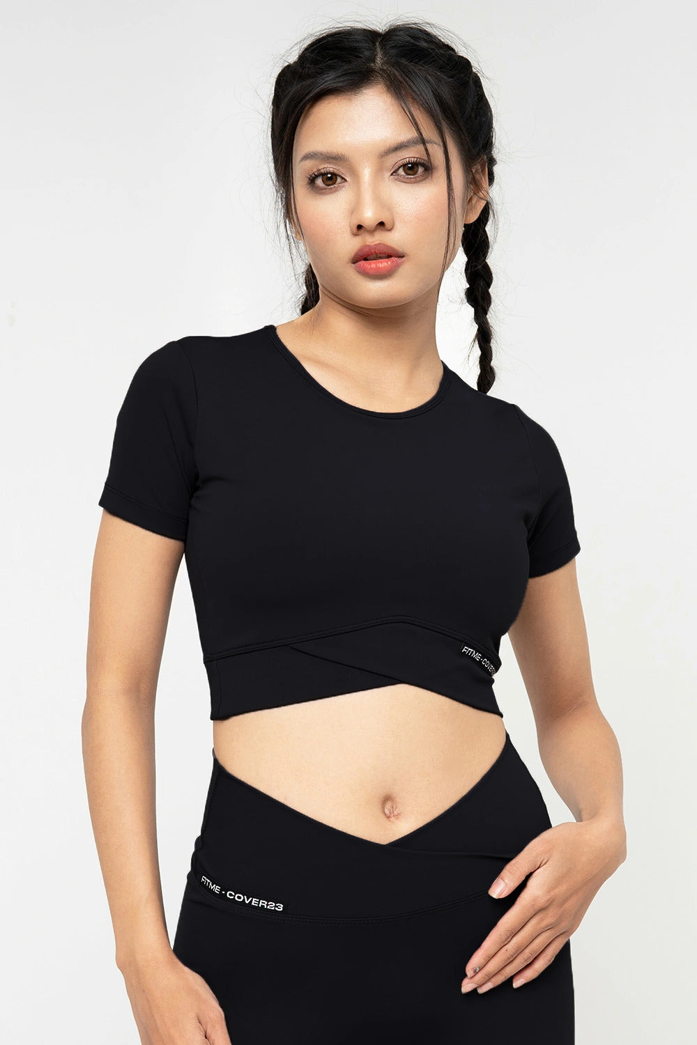 Áo croptop tập gym Cover23 - Đen - Fitme Sportswear