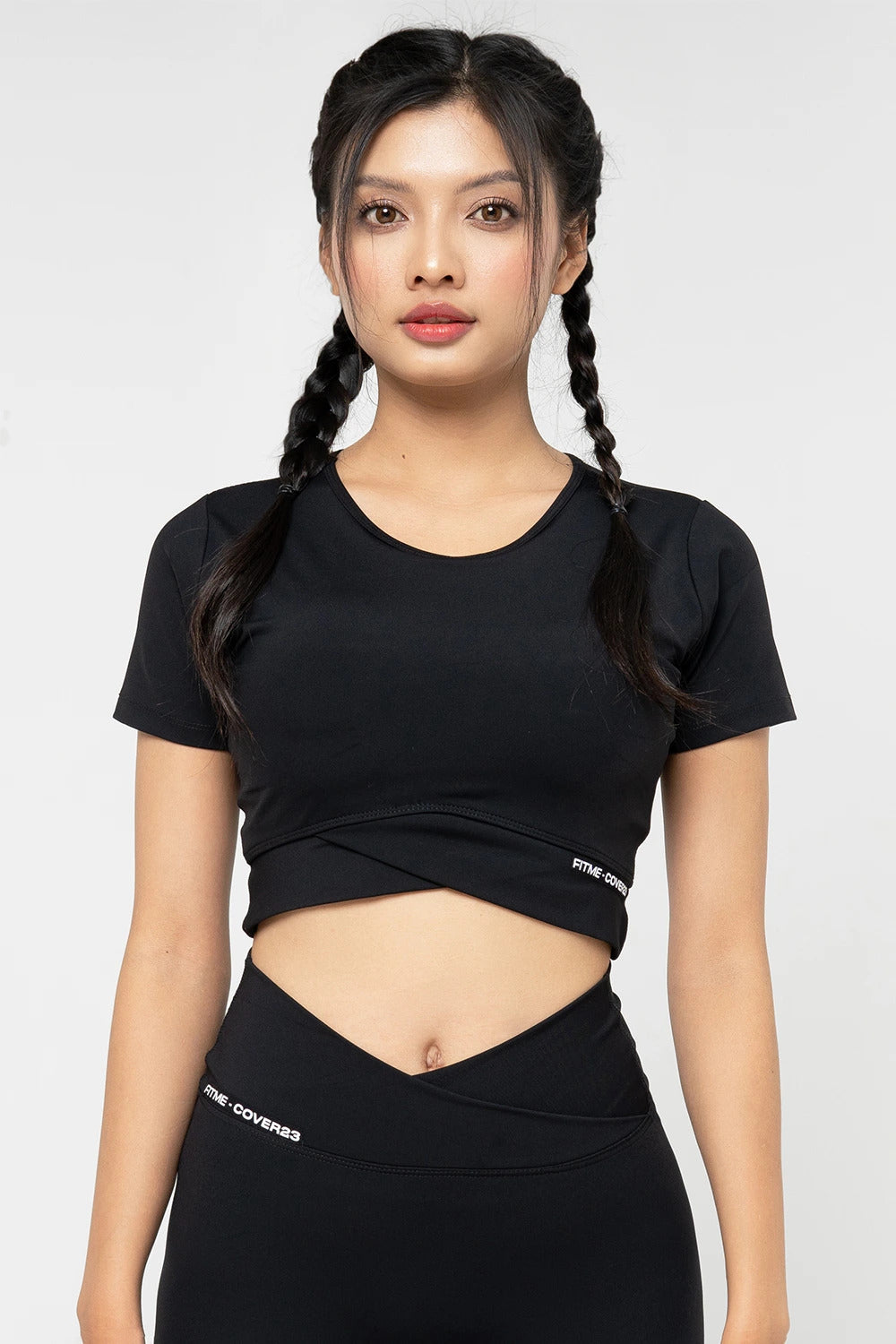 Áo croptop tập gym Cover23 - Đen - Fitme Sportswear