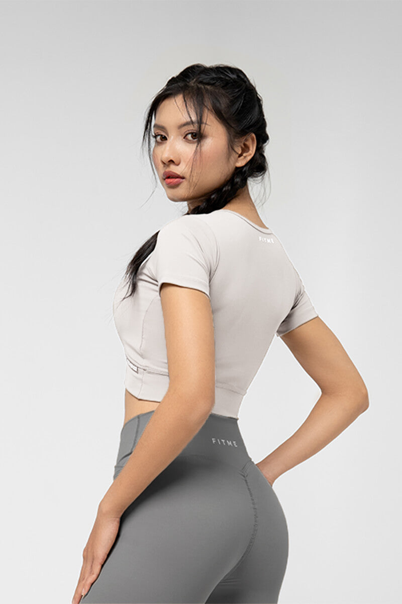 Áo croptop tập gym Cover23 - Light Grey - Fitme Sportswear