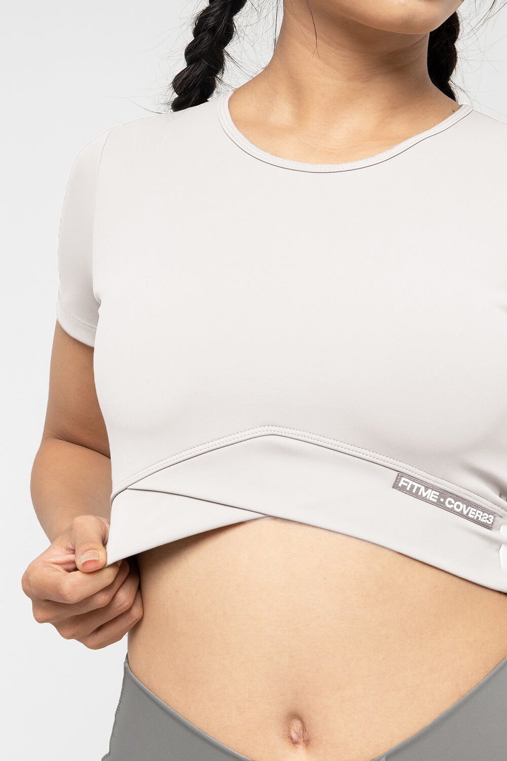 Áo croptop tập gym Cover23 - Light Grey - Fitme Sportswear