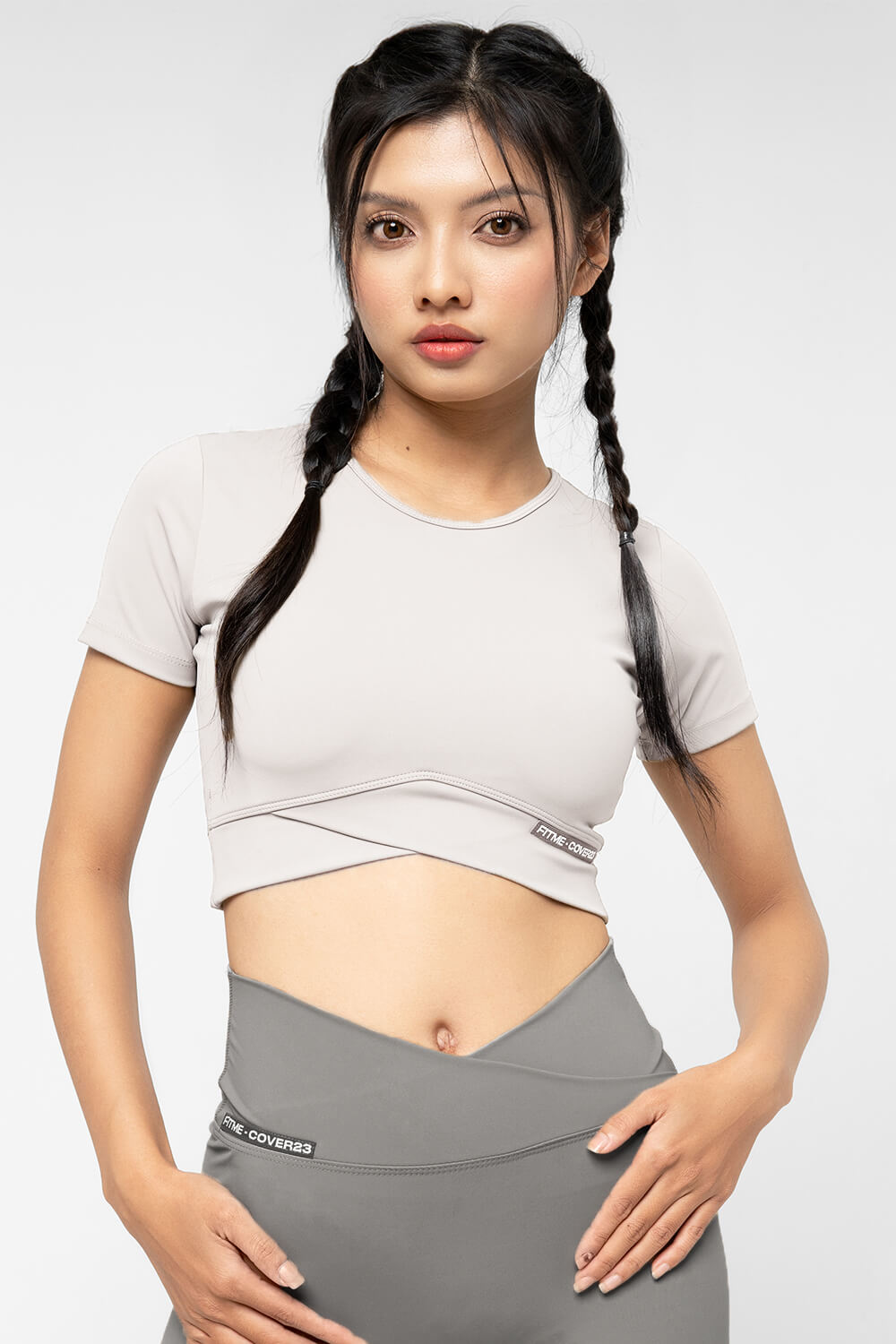 Áo croptop tập gym Cover23 - Light Grey - Fitme Sportswear