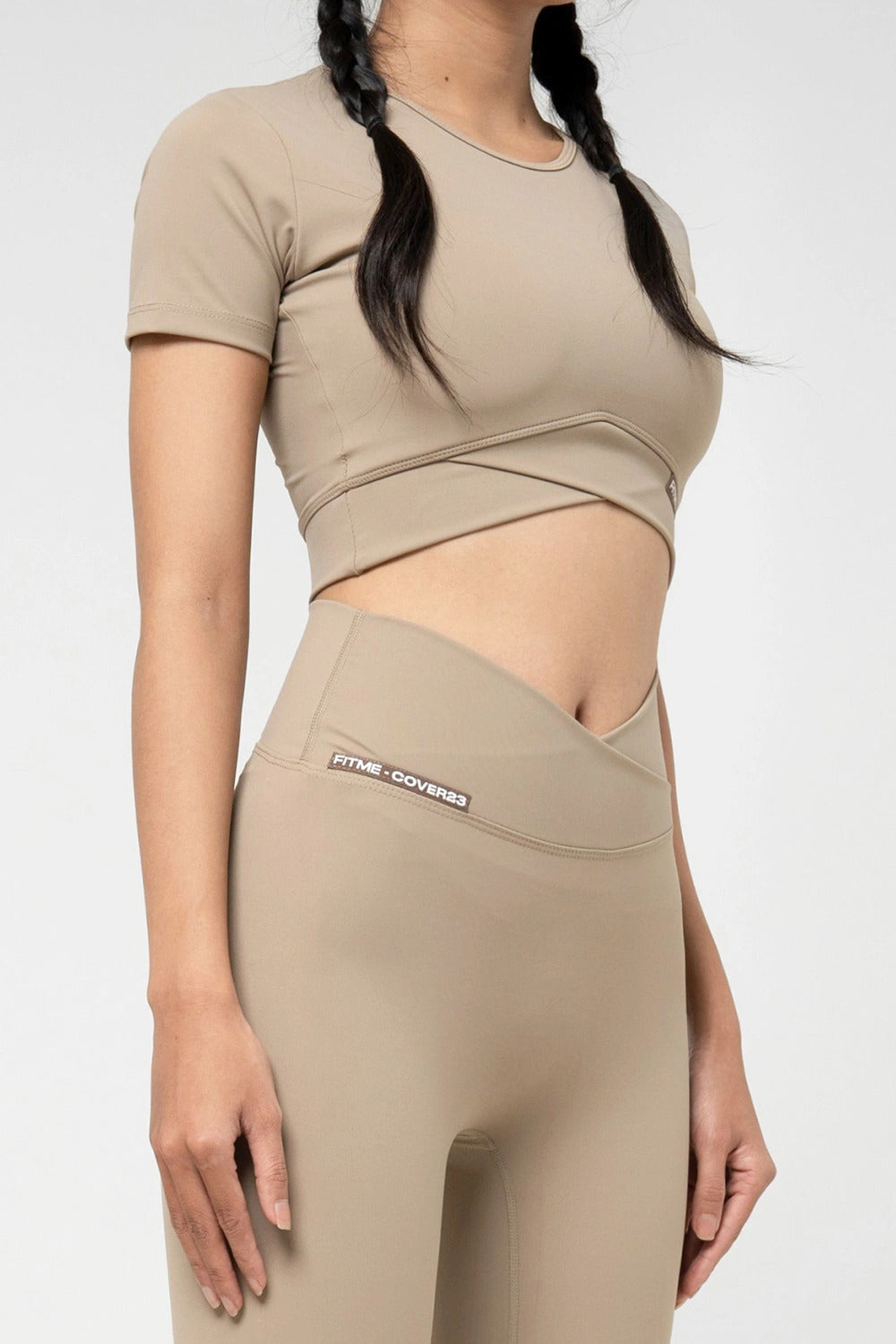 Áo croptop tập gym Cover23 - Sand - Fitme Sportswear