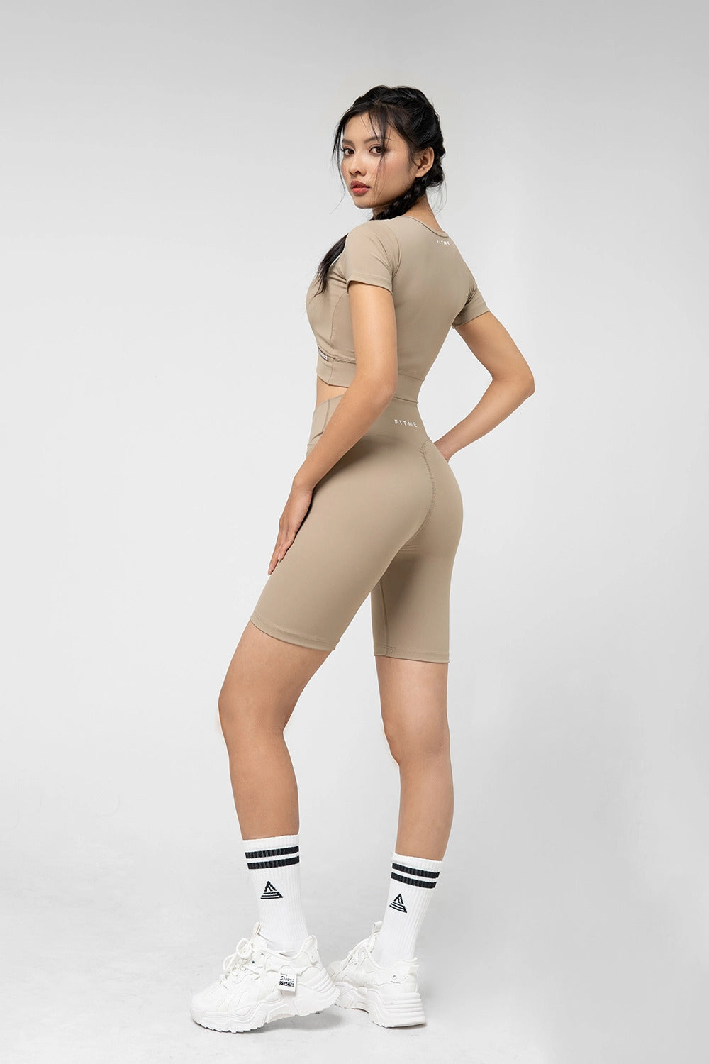 Áo croptop tập gym Cover23 - Sand - Fitme Sportswear