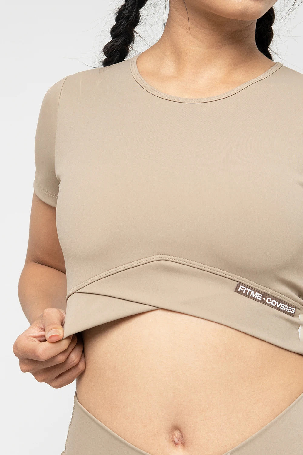 Áo croptop tập gym Cover23 - Sand - Fitme Sportswear