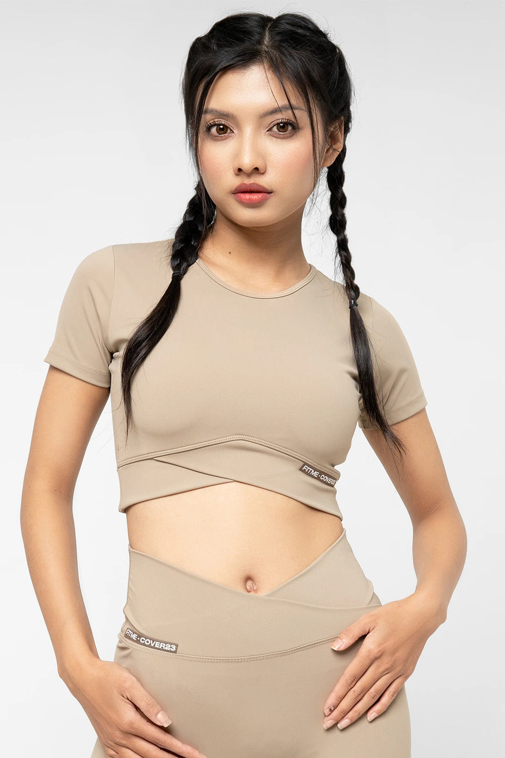 Áo croptop tập gym Cover23 - Sand - Fitme Sportswear