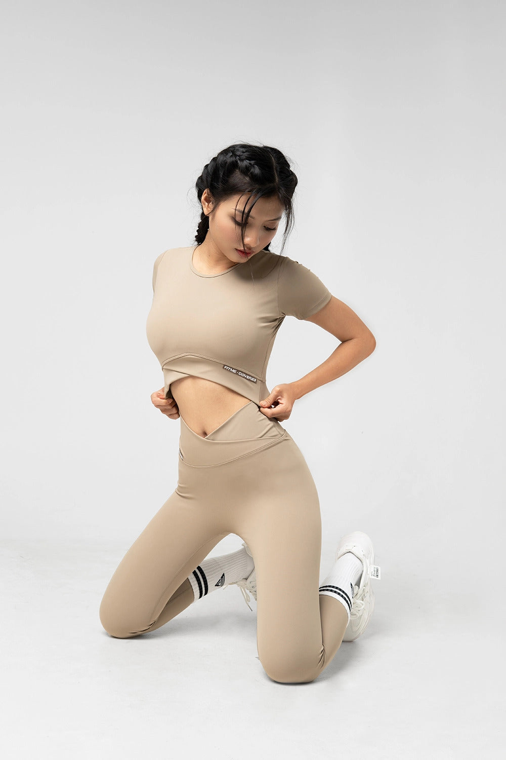 Áo croptop tập gym Cover23 - Sand - Fitme Sportswear