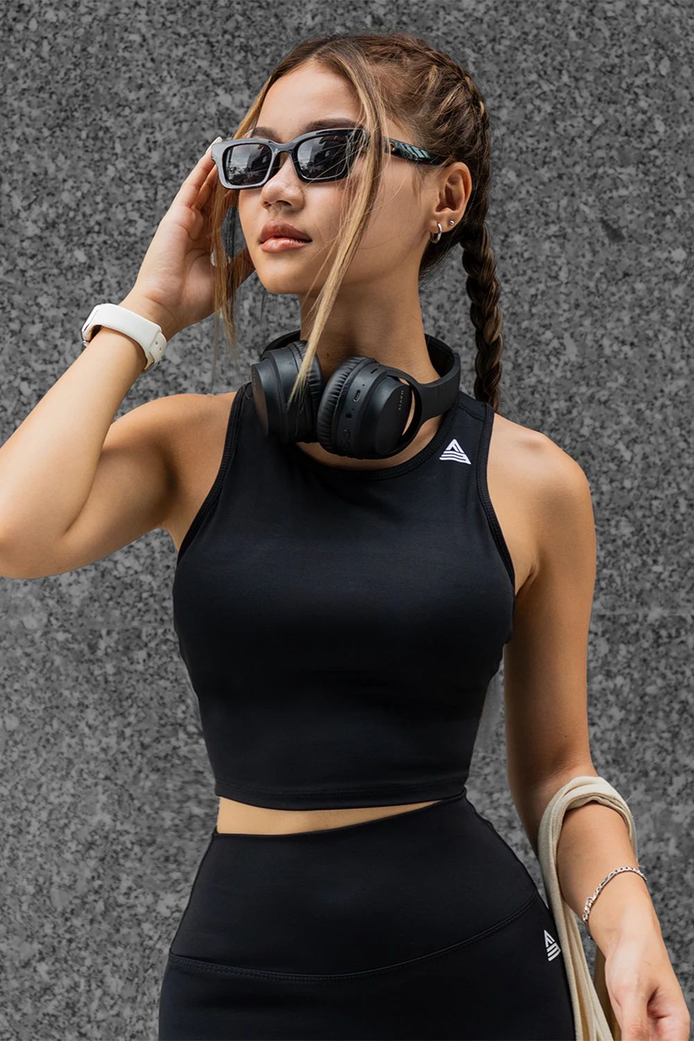 Áo croptop thể thao Meta - Đen - Fitme Sportswear