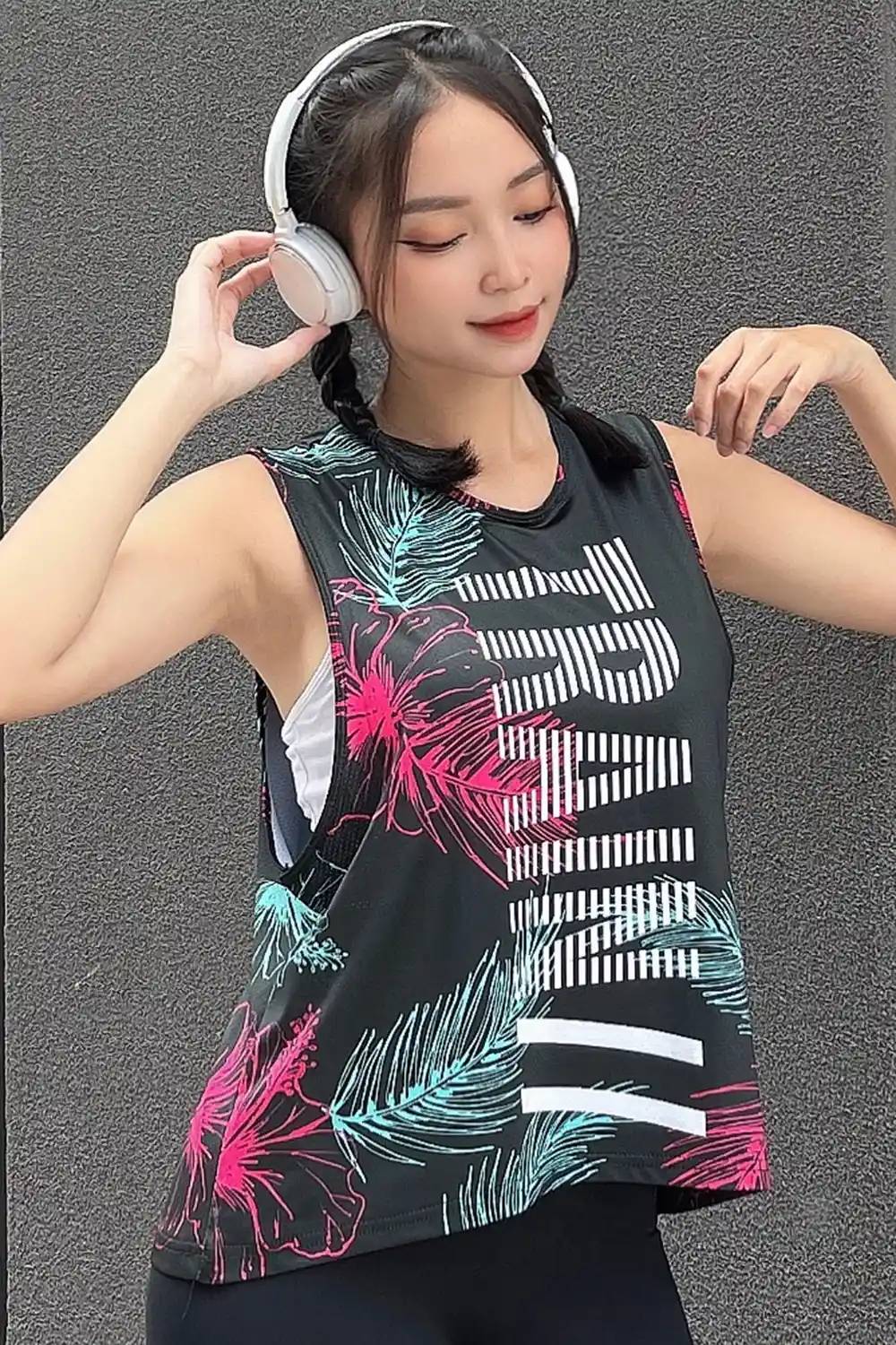 Áo tanktop thể thao nữ - Floral - Fitme Sportswear