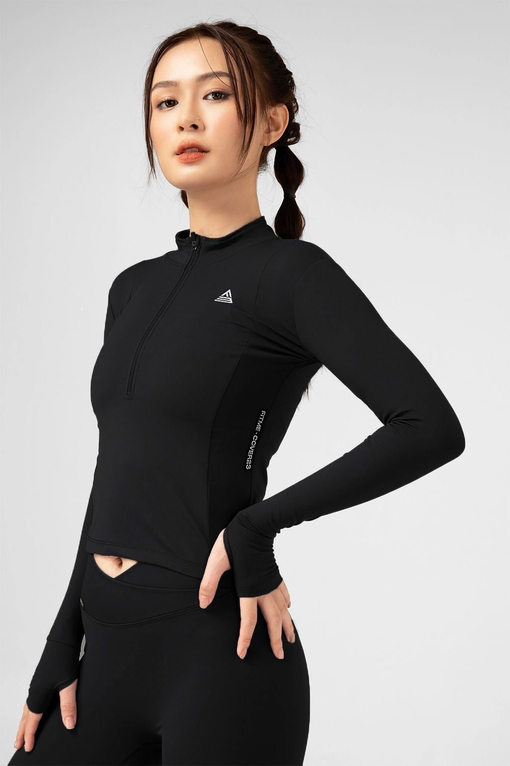 Áo tập gym tay dài Cover23 - Đen - Fitme Sportswear