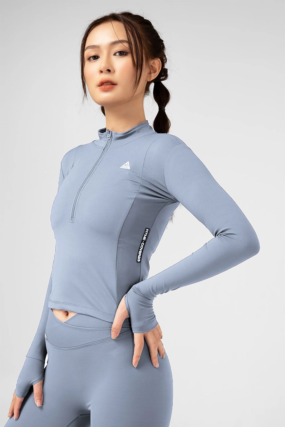 Áo tập gym tay dài Cover23 - Xám Xanh - Fitme Sportswear