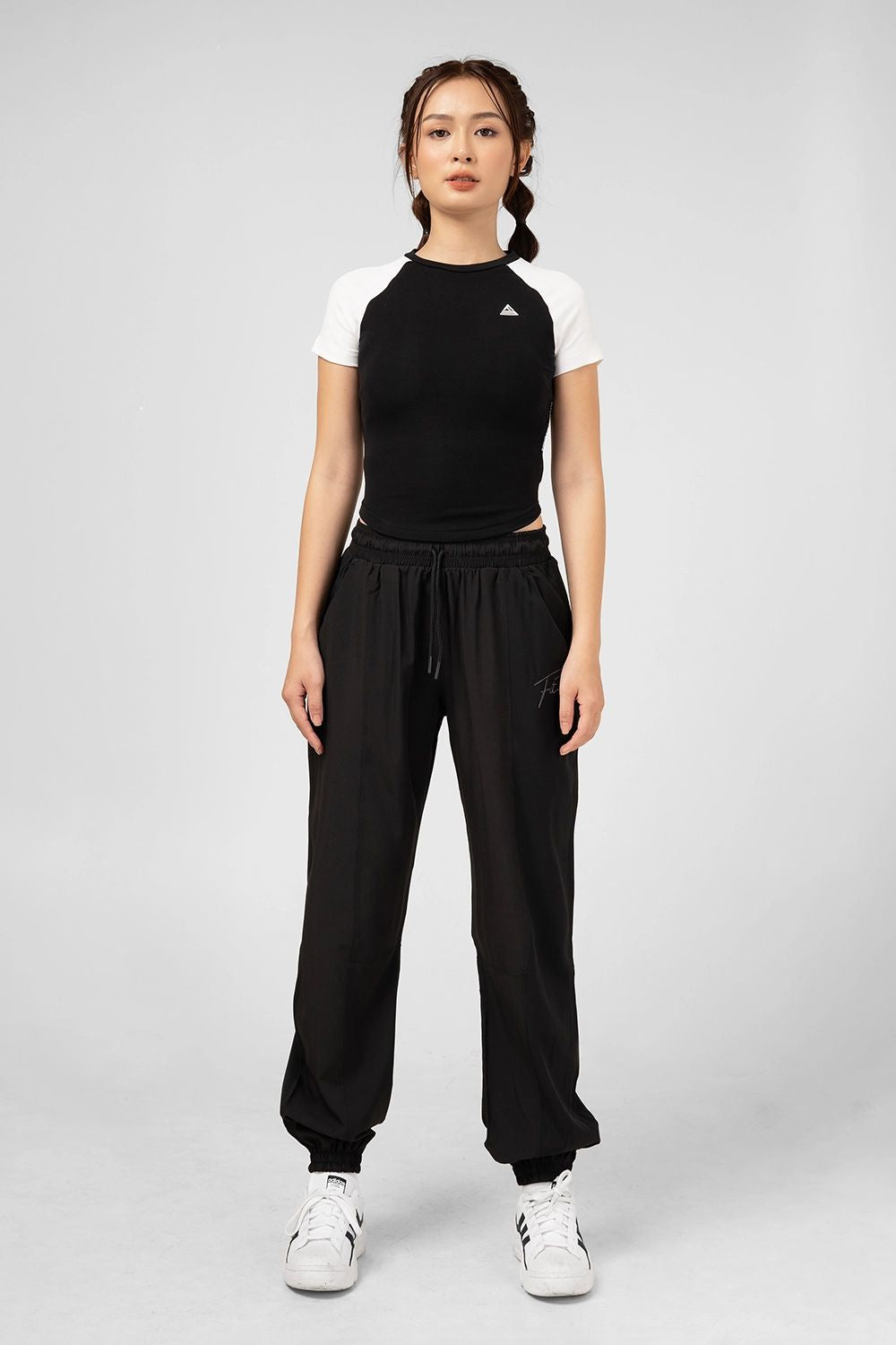 Áo thun raglan tập gym Cover23 - Đen tay Trắng - Fitme Sportswear