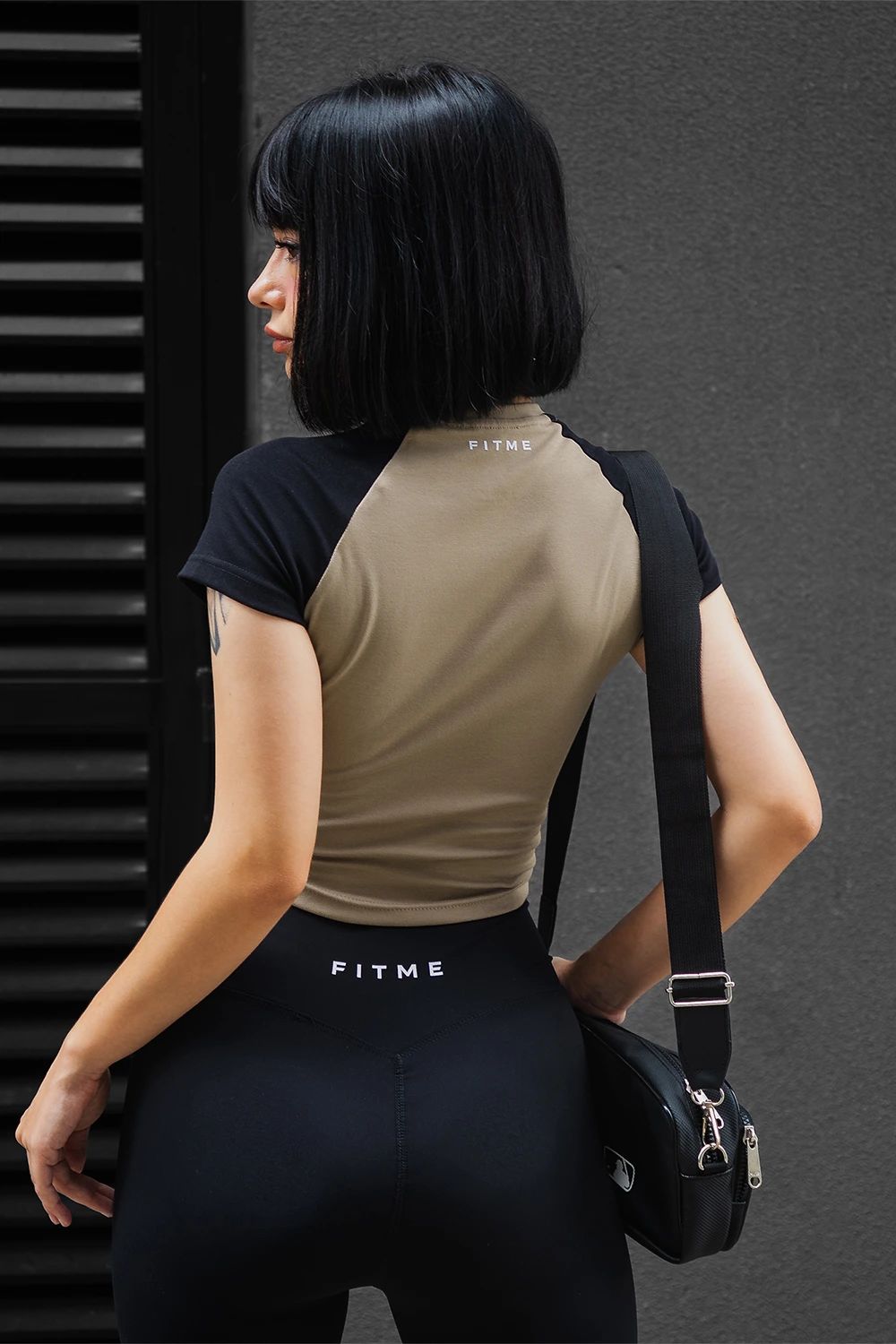 Áo thun raglan tập gym Cover23 - Sand tay Đen - Fitme Sportswear