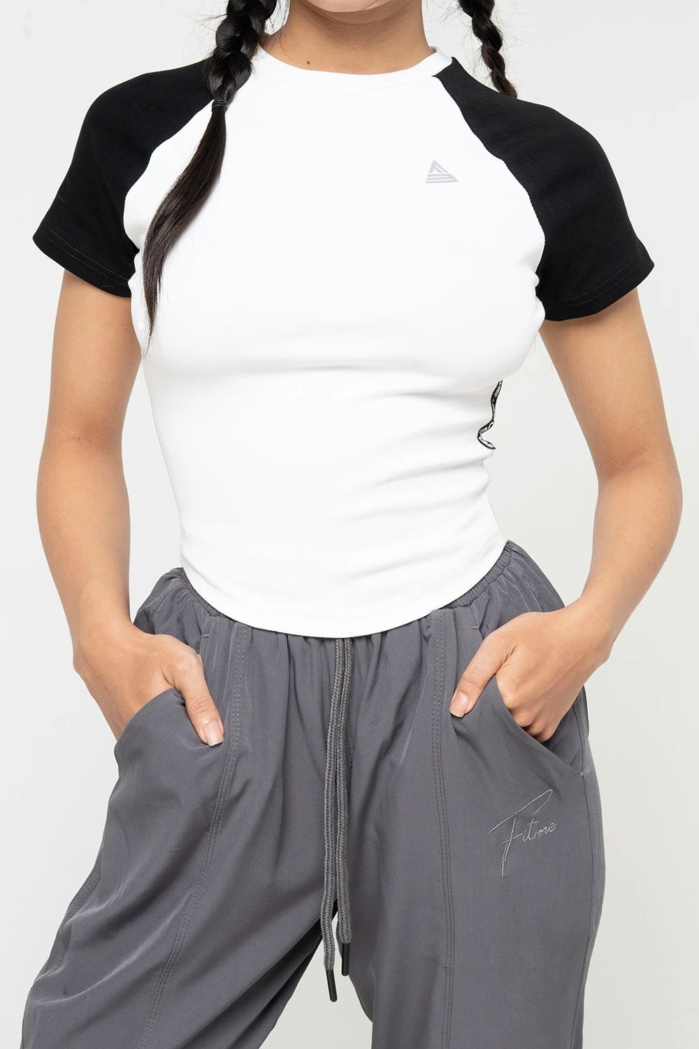 Áo thun raglan tập gym Cover23 - Trắng tay Đen - Fitme Sportswear