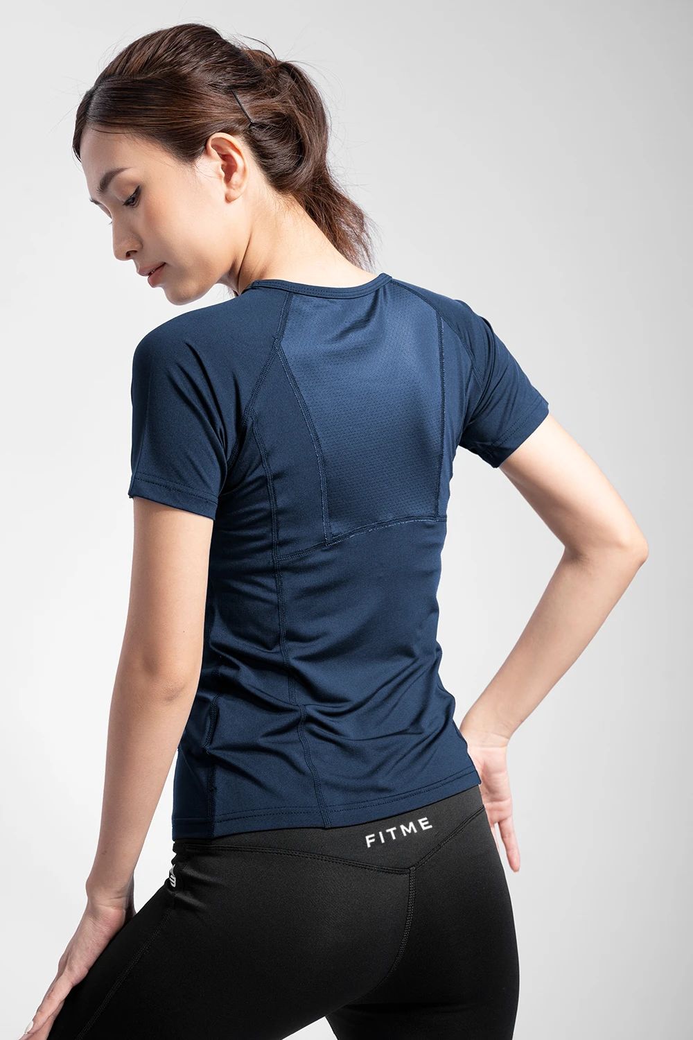Áo thun tập gym nữ Sigma - Xanh Navy - Fitme Sportswear