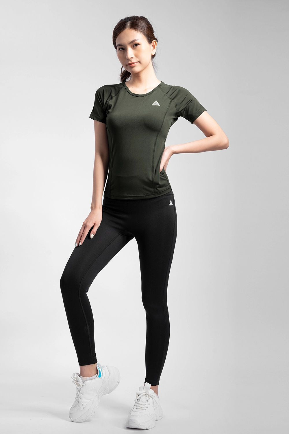Áo thun tập gym nữ Sigma - Xanh rêu - Fitme Sportswear