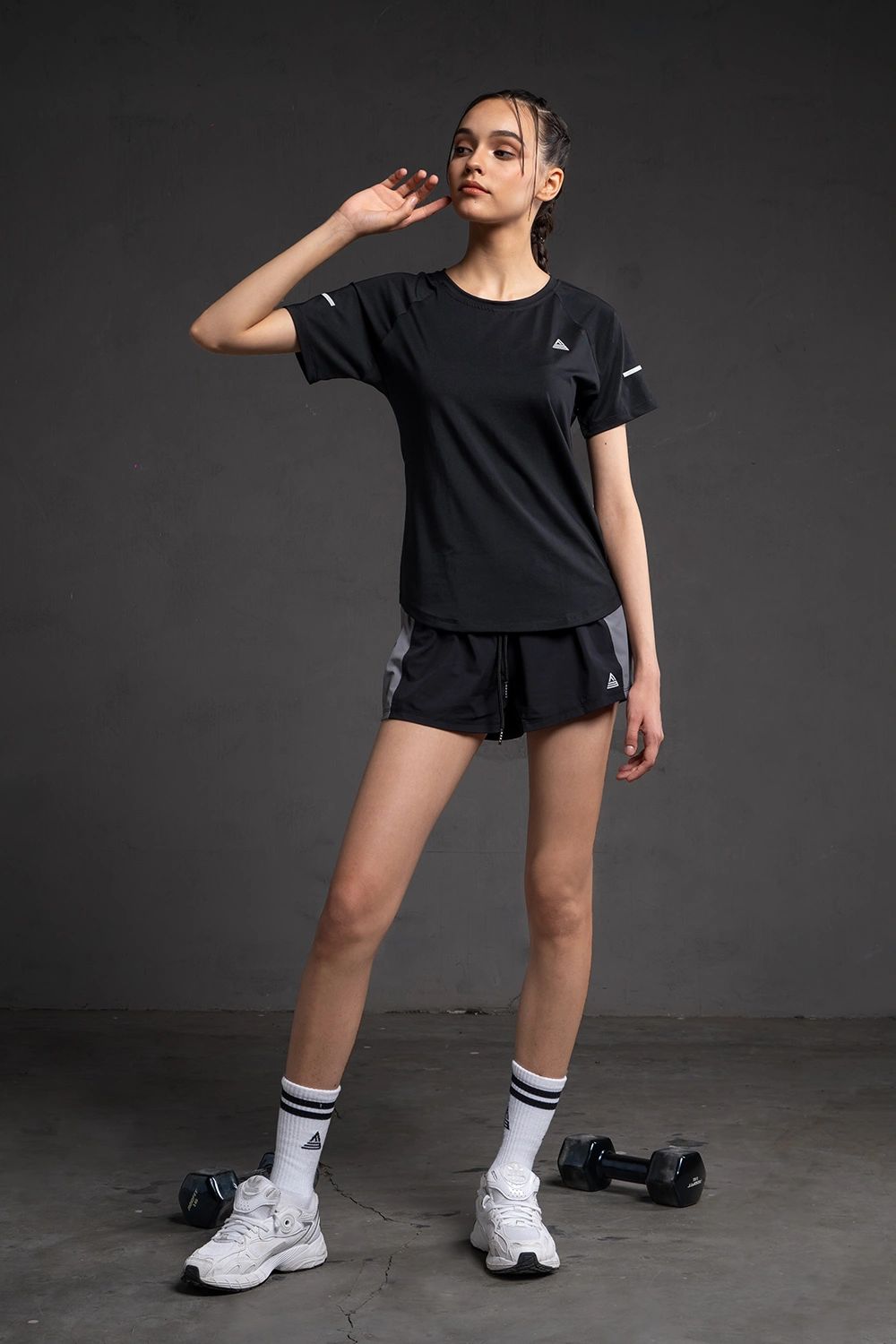 Áo thun thể thao nữ vạt bầu - Đen - Fitme Sportswear