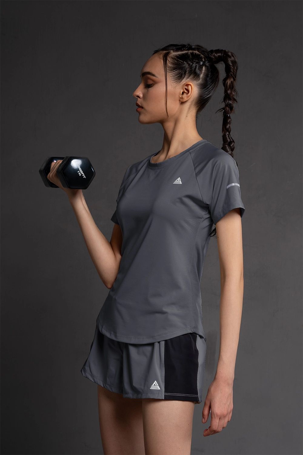 Áo thun thể thao nữ vạt bầu - Space Grey - Fitme Sportswear