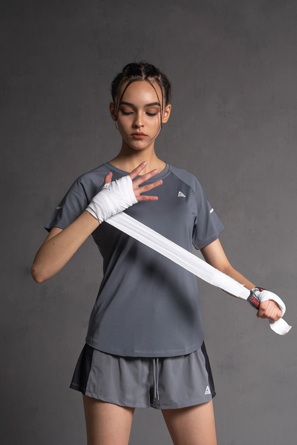 Áo thun thể thao nữ vạt bầu - Space Grey - Fitme Sportswear