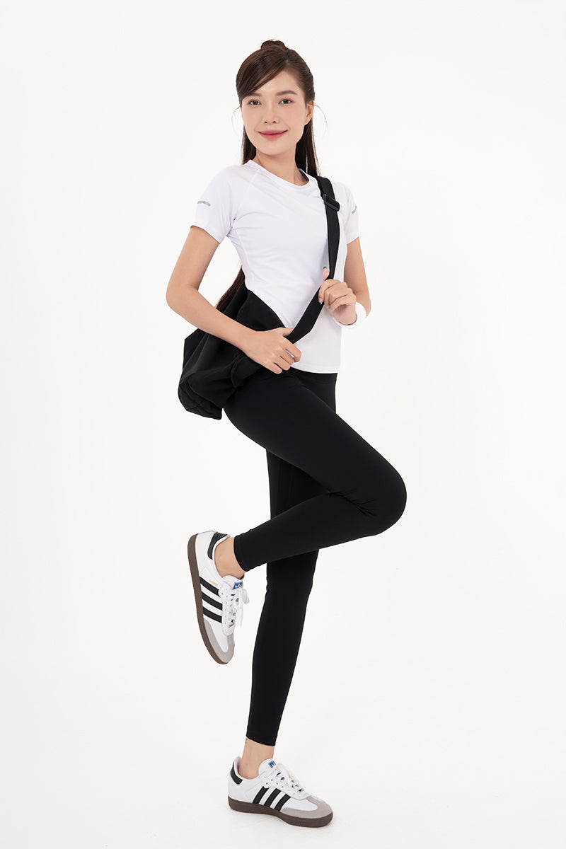 Áo thun thể thao nữ vạt bầu - Trắng - Fitme Sportswear