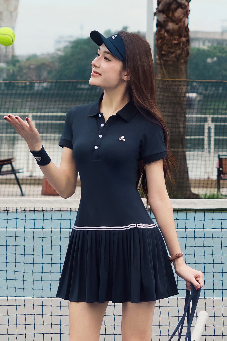 Váy tennis pickleball nữ Fitme FLAIR EA - DNSP02 - Navy nơ navy - Fitme Sportswear