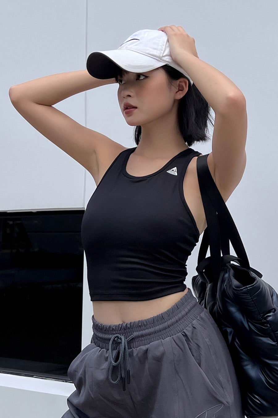 Áo croptop tập gym yoga nữ Fitme Meta - ACRT - Đen - Fitme Sportswear