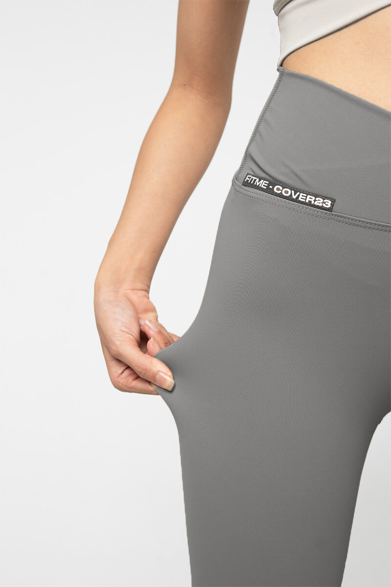 Quần legging dài tập gym cạp chéo Cover23 - Dark Grey - Fitme Sportswear