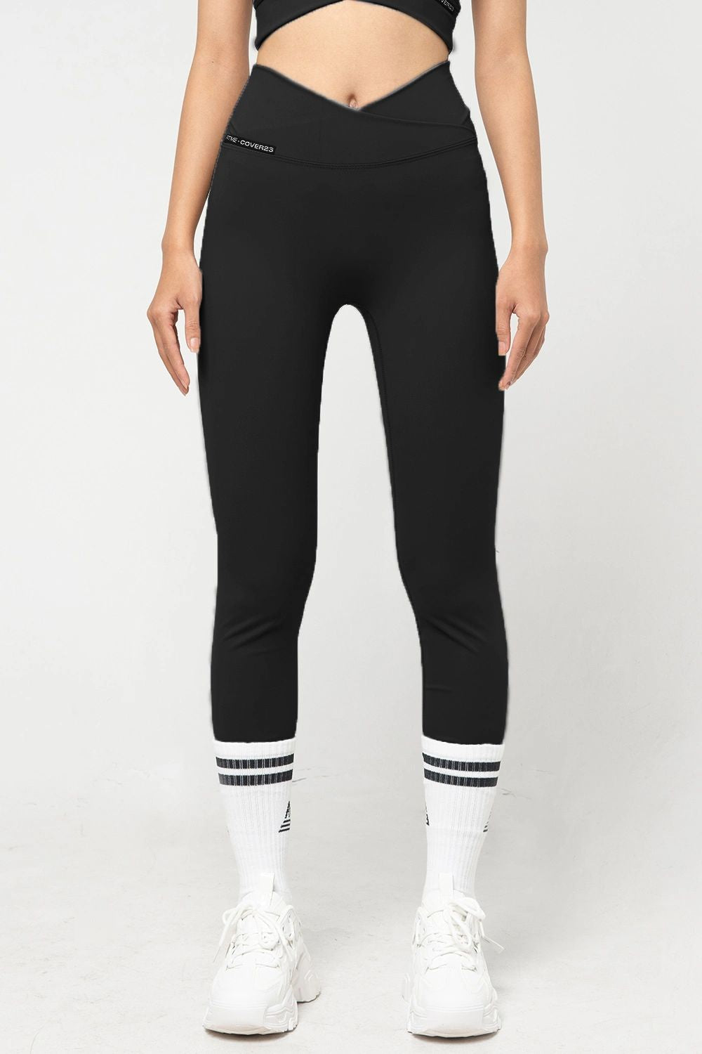 Quần legging dài tập gym cạp chéo Cover23 - Đen