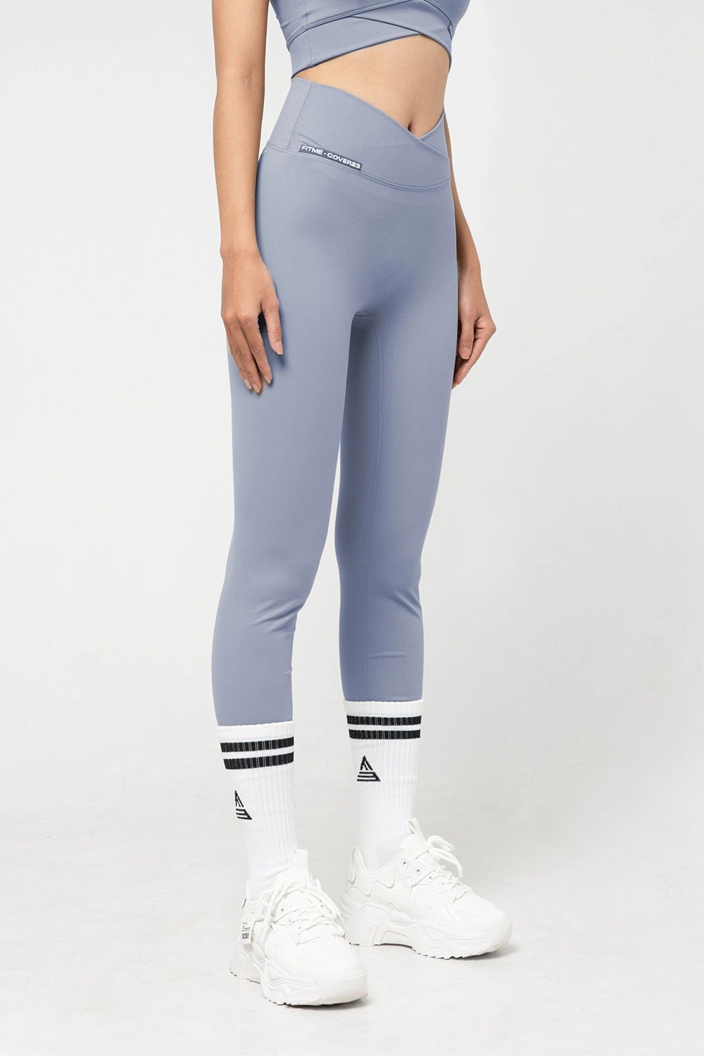 Quần legging dài tập gym cạp chéo Cover23 - Xám Xanh - Fitme Sportswear