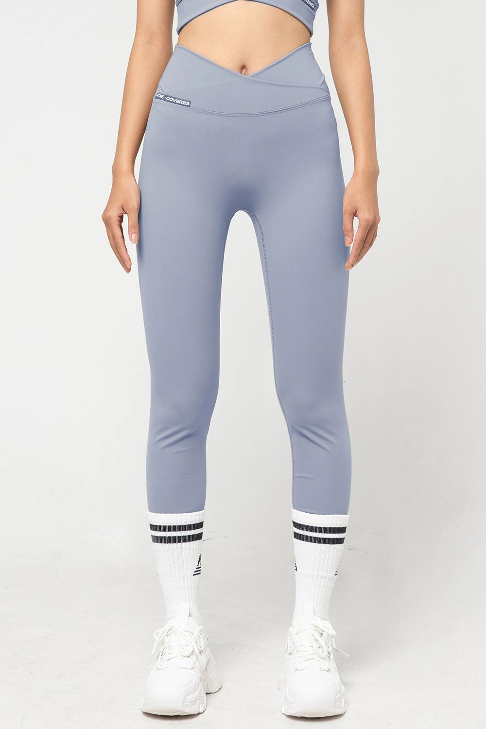 Quần legging dài tập gym cạp chéo Cover23 - Xám Xanh - Fitme Sportswear