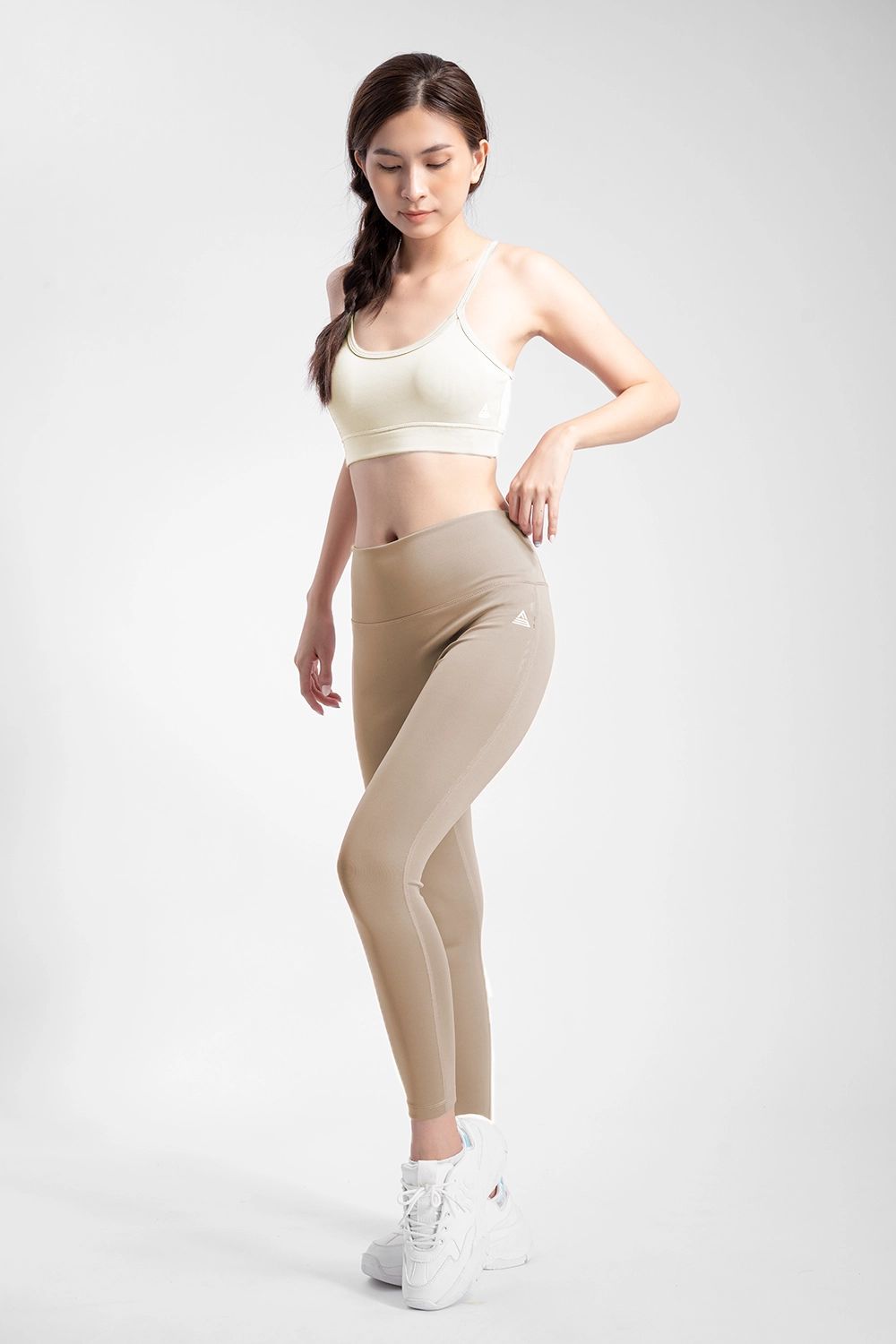 Quần legging dài tập yoga cạp ngang Zeta - Sand - Fitme Sportswear