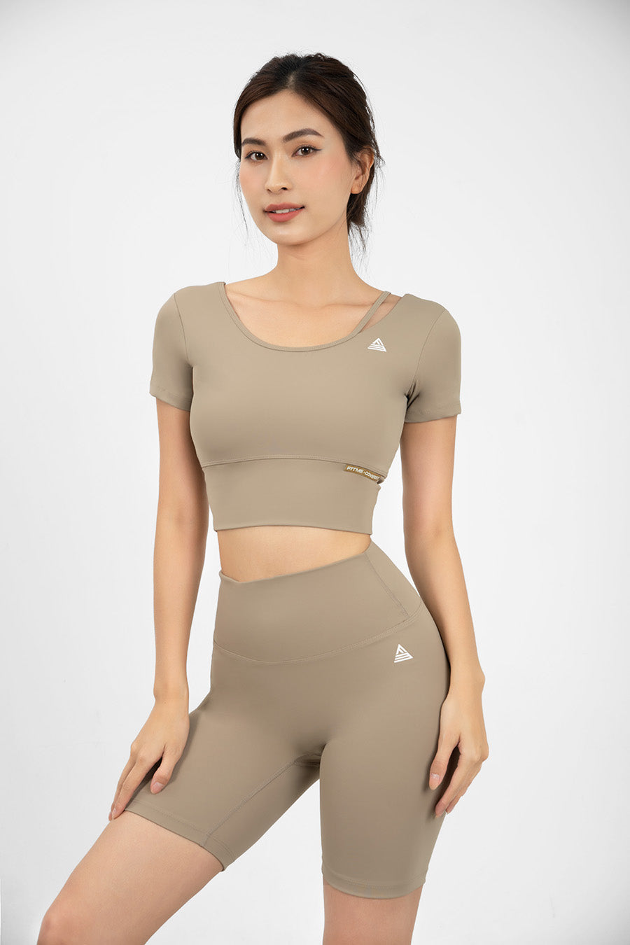 Quần legging lửng tập yoga cạp ngang - Sand - Fitme Sportswear