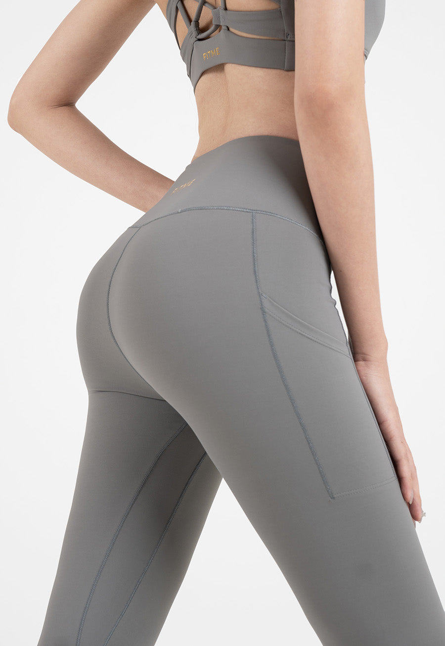 Quần legging nữ có túi Fitme Flow nâng mông Pocket QDPK - Dark Grey - Fitme Sportswear
