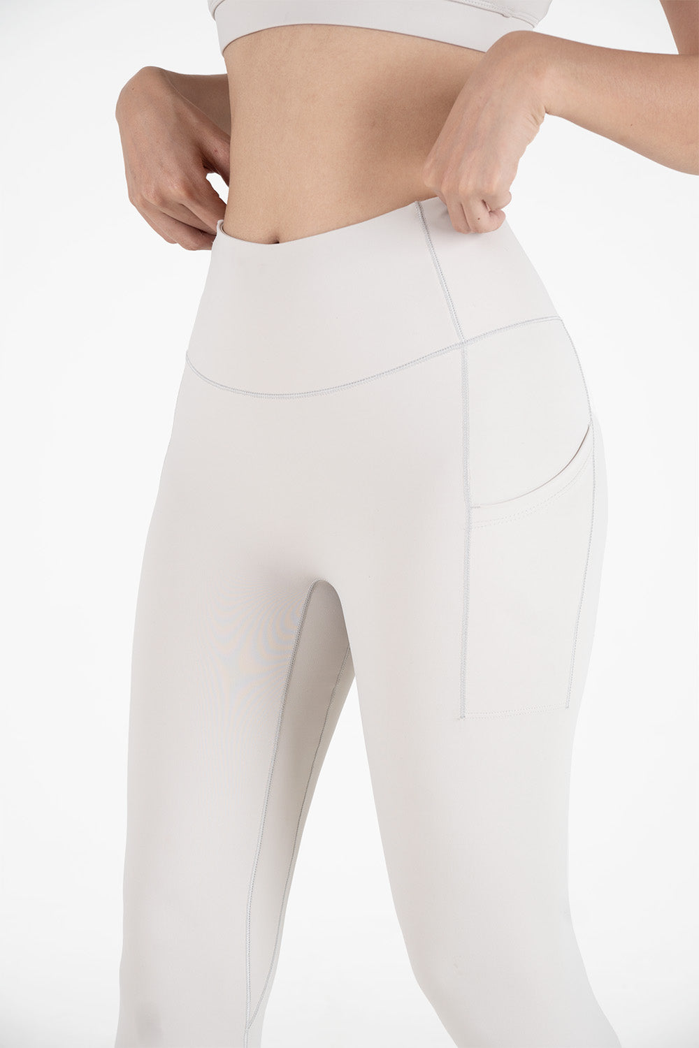 Quần legging nữ có túi Fitme Flow nâng mông Pocket QDPK - Light Grey - Fitme Sportswear
