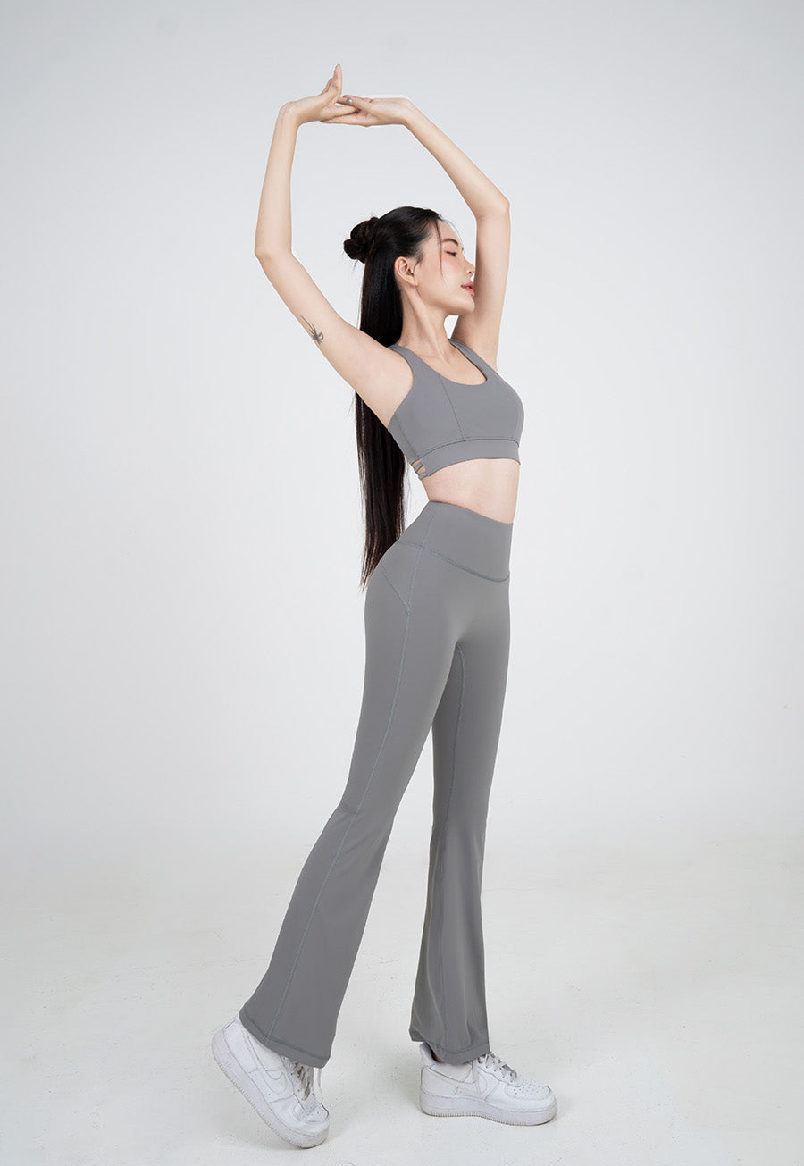 Quần legging nữ ống loe Fitme Flow nâng mông QDOL - Dark Grey - Fitme Sportswear