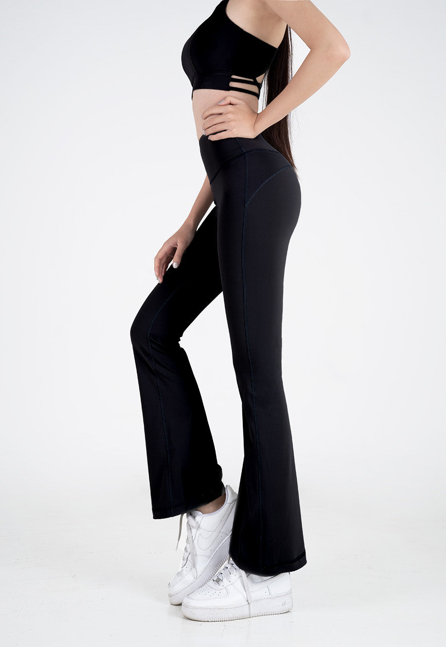 Quần legging nữ ống loe Fitme Flow nâng mông QDOL - Đen
