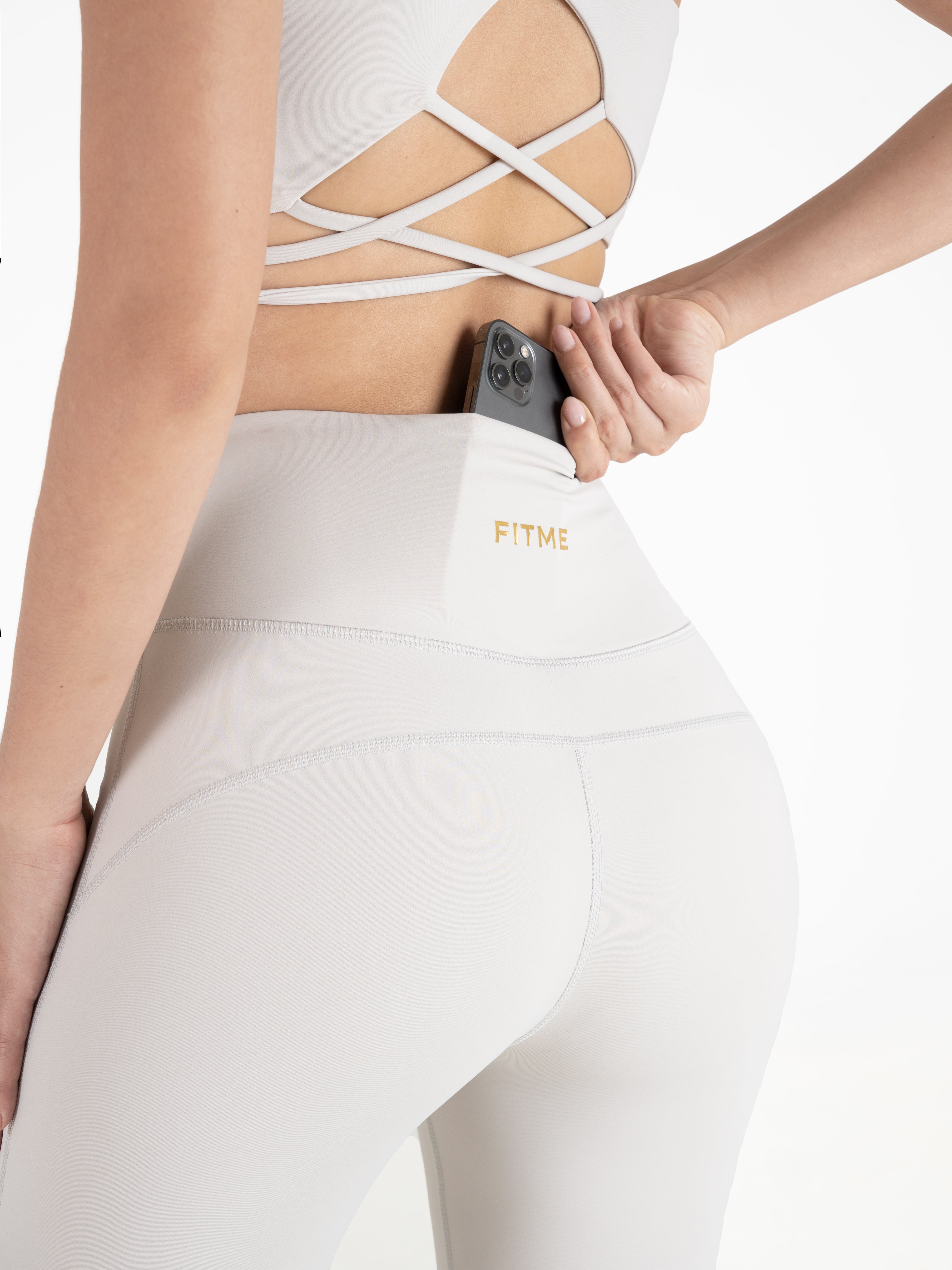 Quần legging nữ ống loe Fitme Flow nâng mông QDOL - Light Grey - Fitme Sportswear