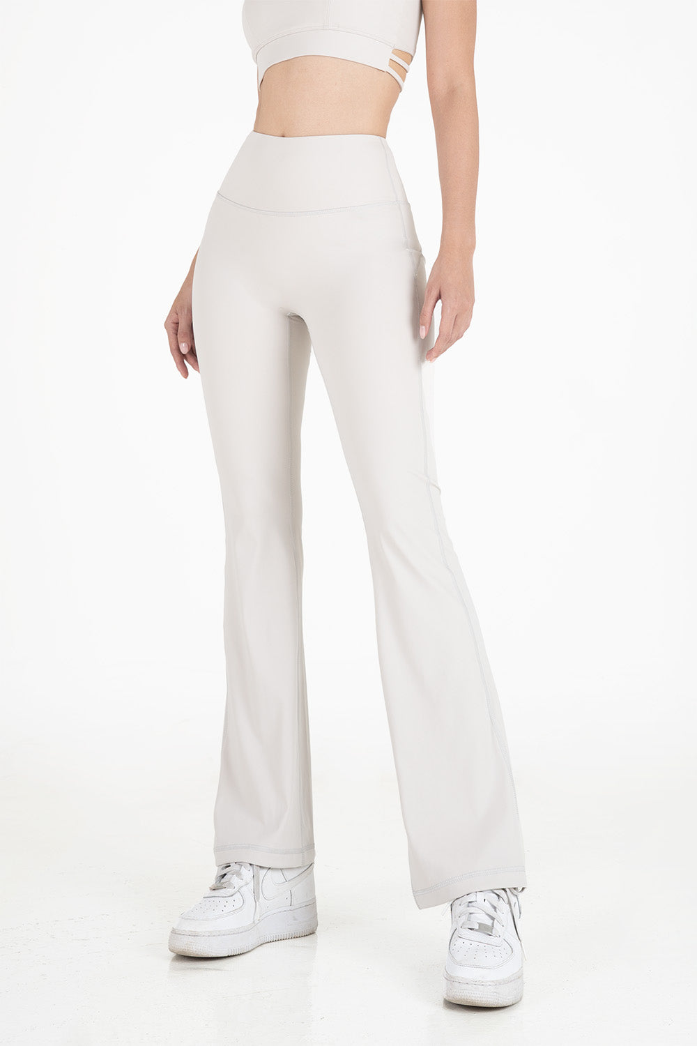 Quần legging nữ ống loe Fitme Flow nâng mông QDOL - Light Grey - Fitme Sportswear