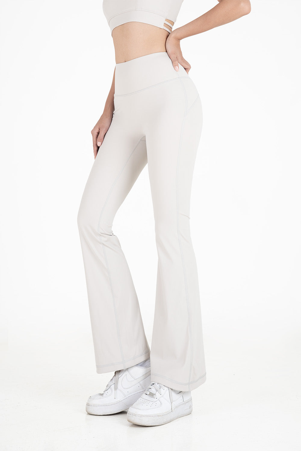 Quần legging nữ ống loe Fitme Flow nâng mông QDOL - Light Grey - Fitme Sportswear