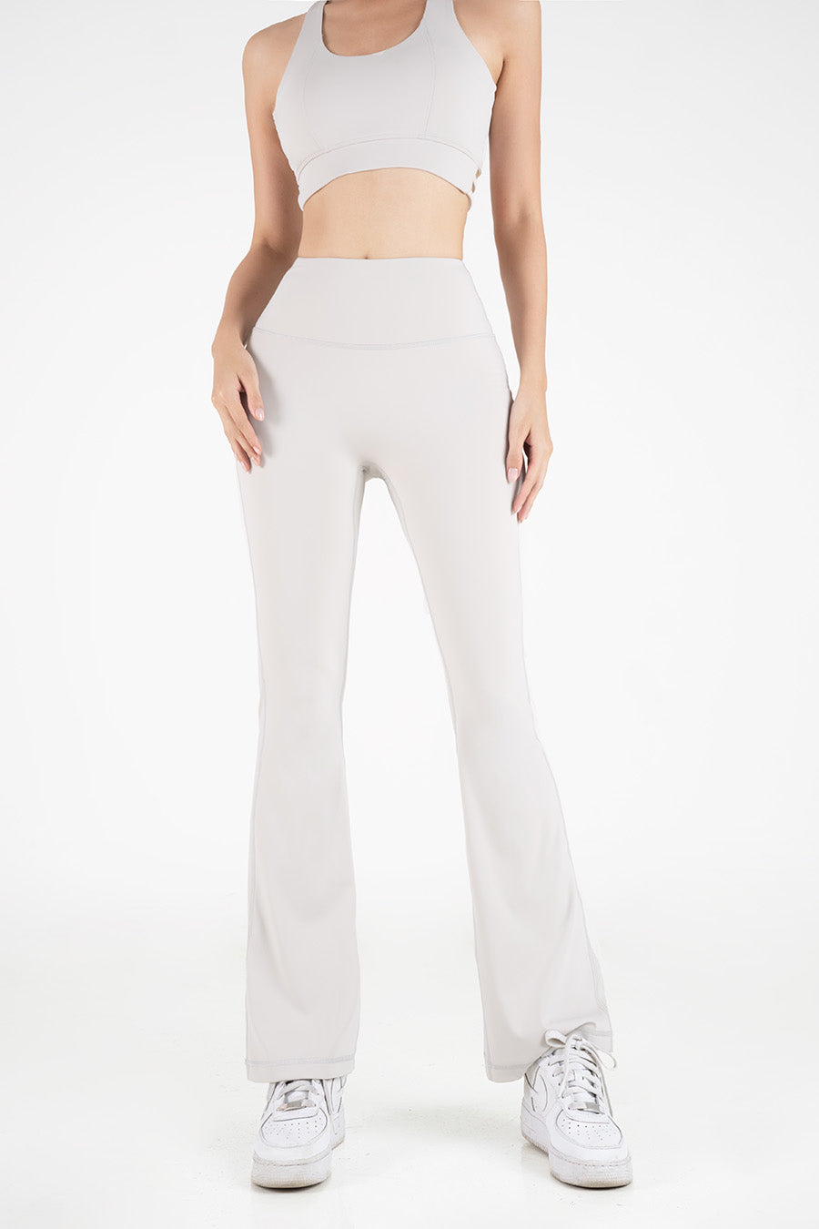 Quần legging nữ ống loe Fitme Flow nâng mông QDOL - Light Grey - Fitme Sportswear