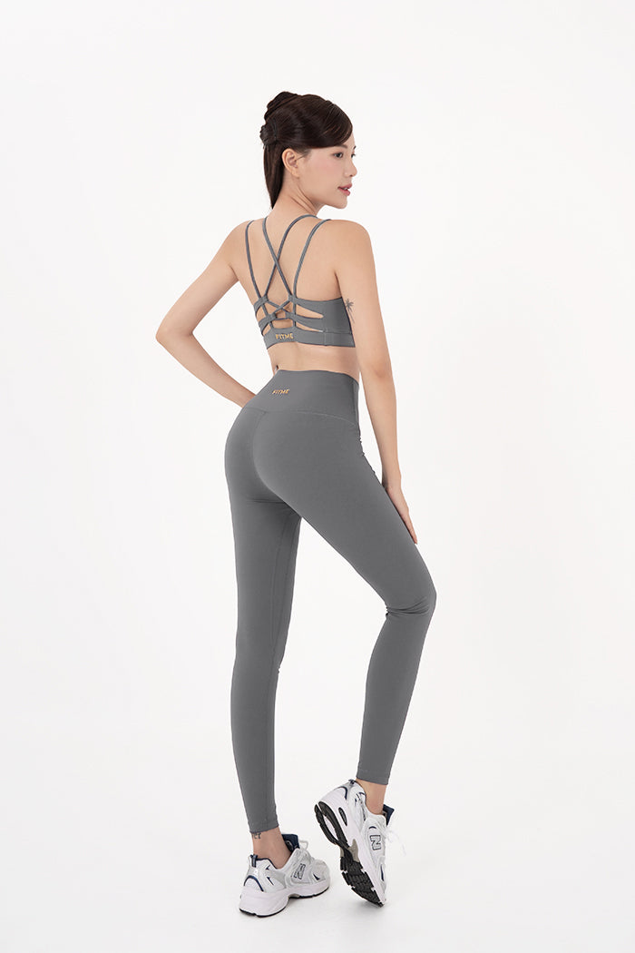 Quần legging nữ tập gym có túi ẩn Theta QDTT- Dark Grey - Fitme Sportswear