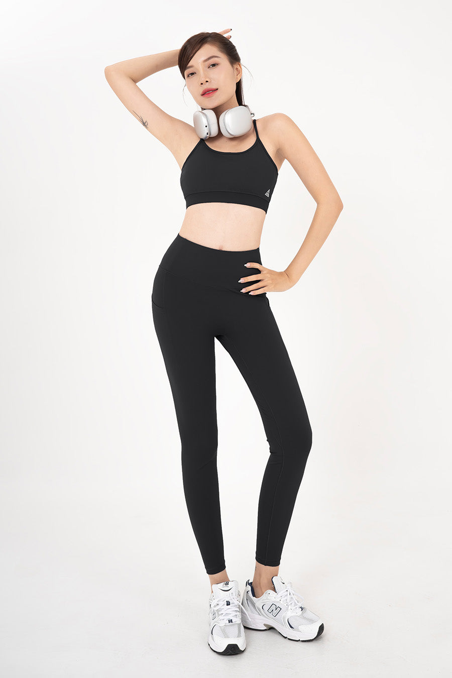 Quần legging nữ tập gym có túi ẩn Theta QDTT-Đen - Fitme Sportswear