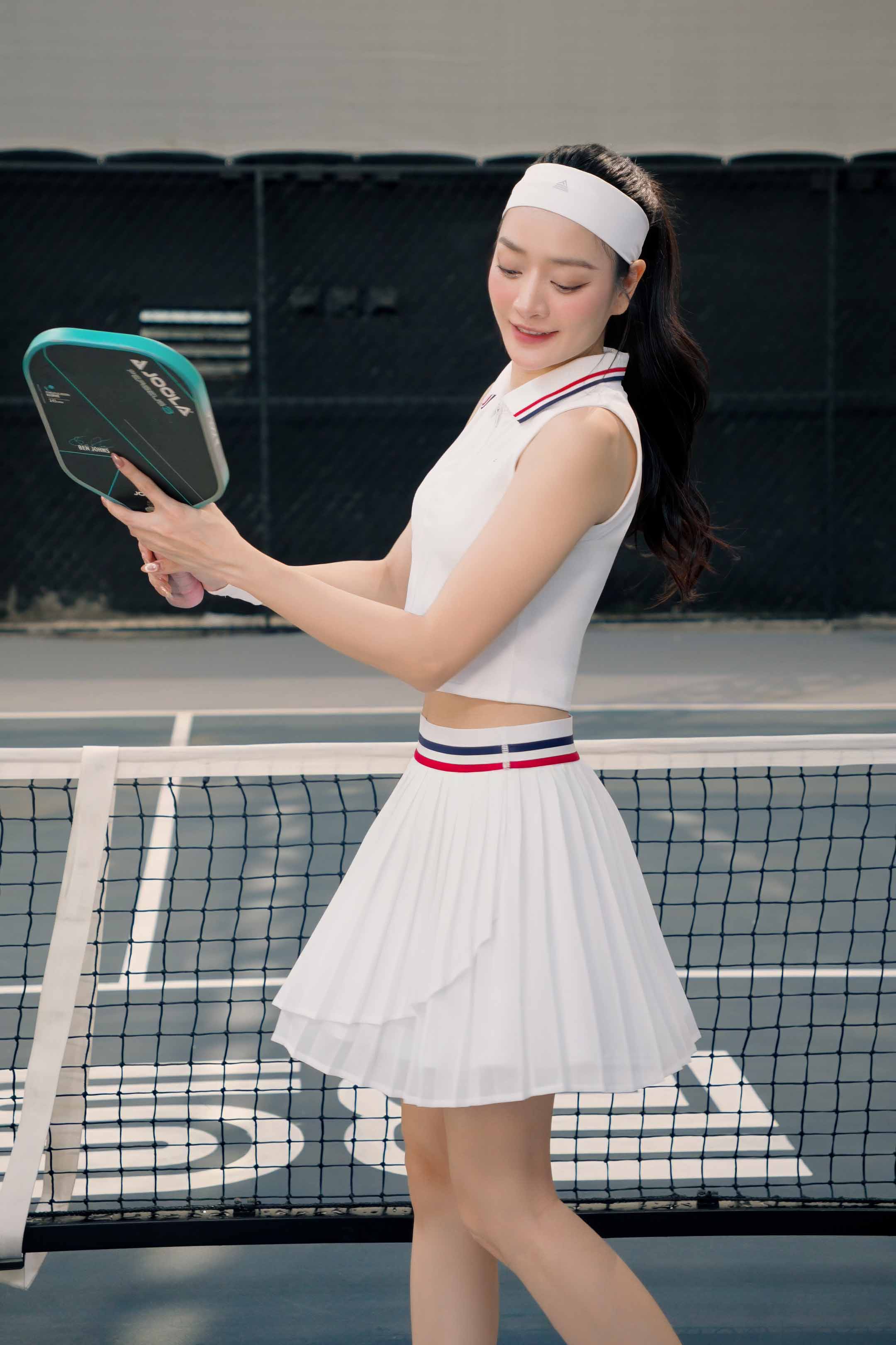 Áo polo tennis pickleball nữ Fitme LUXE ES - ACSP01 - Trắng