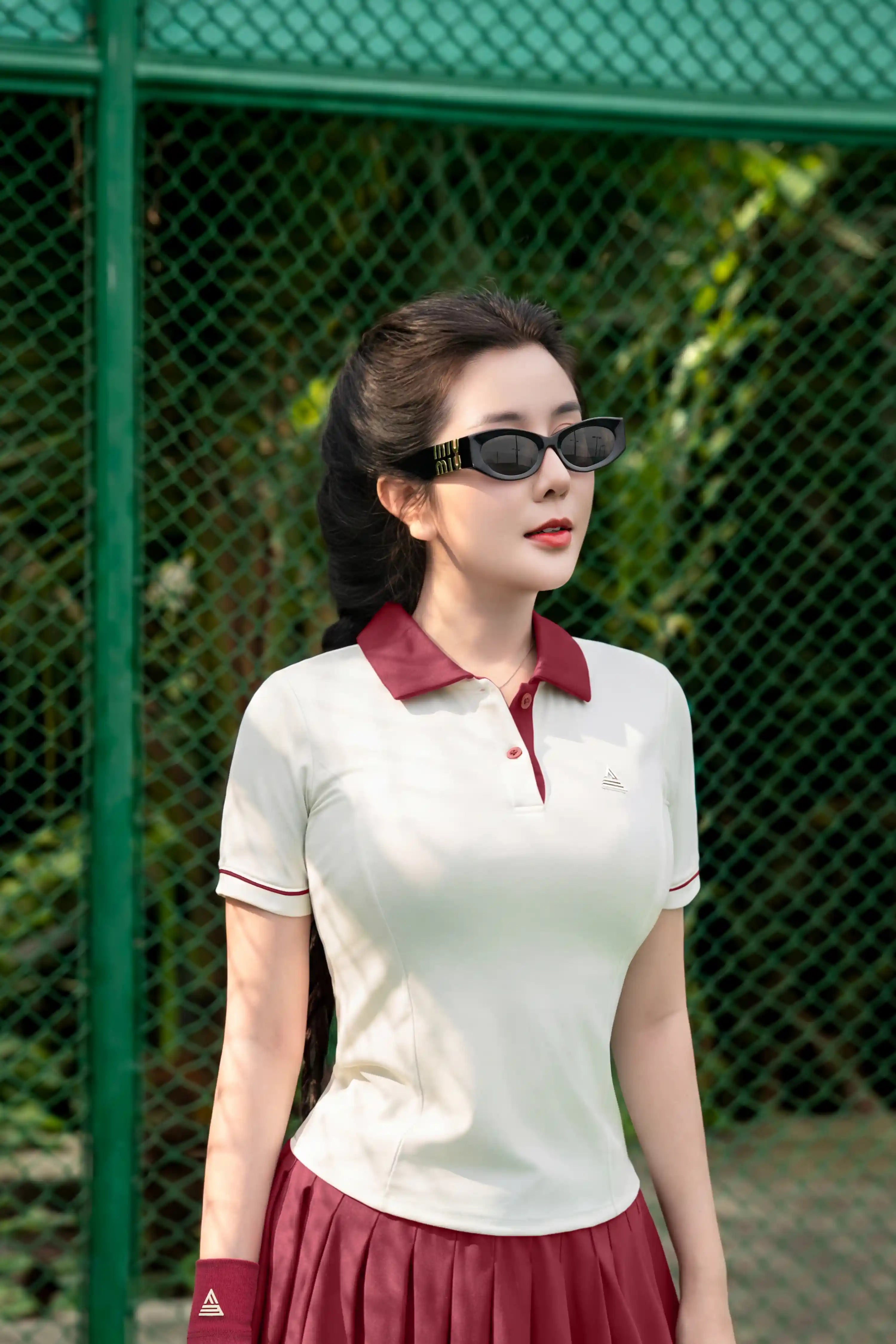 Áo polo tập pickleball tennis nữ APGR01 Trắng