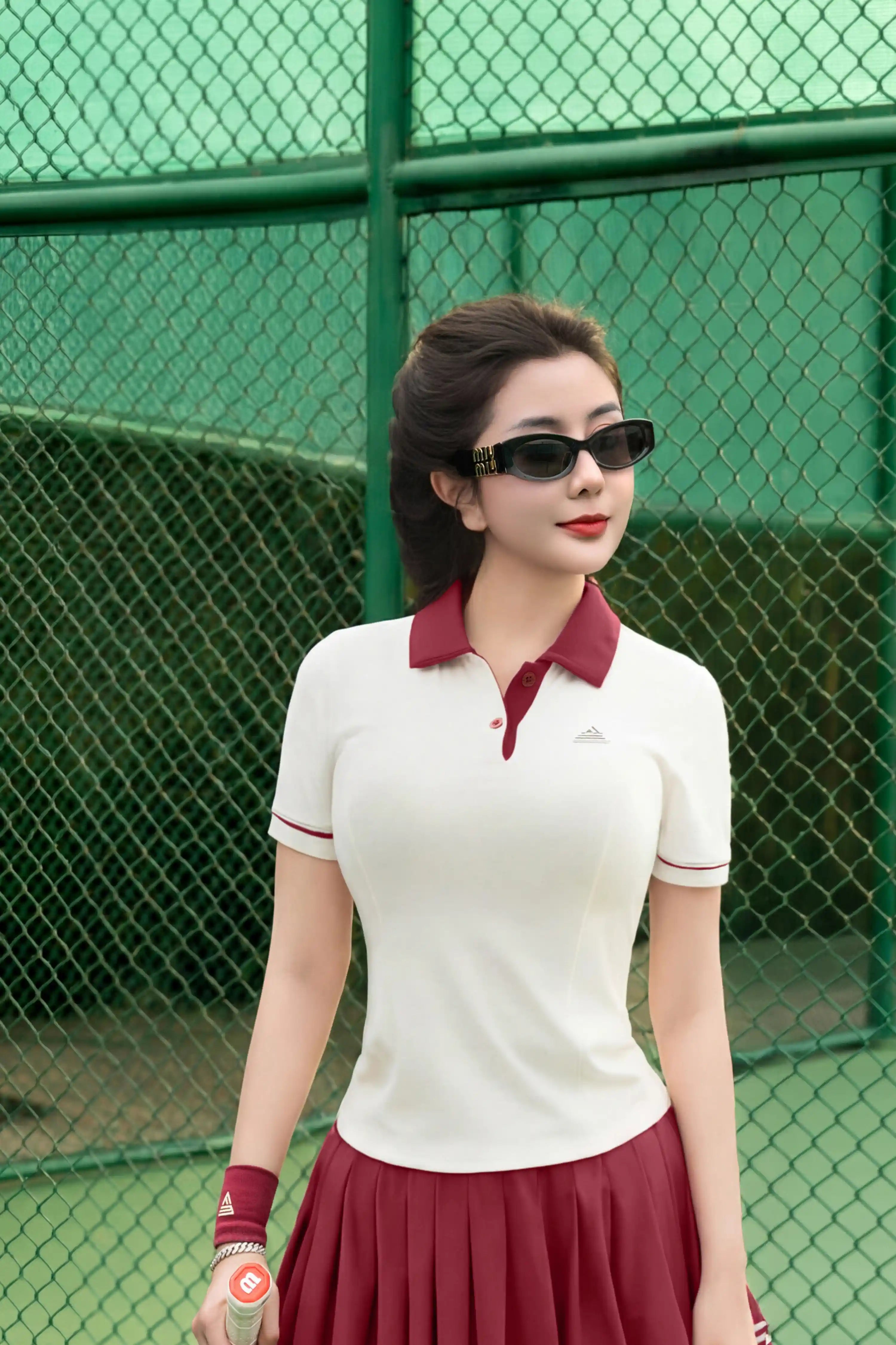 Áo polo tập pickleball tennis nữ APGR01 Trắng