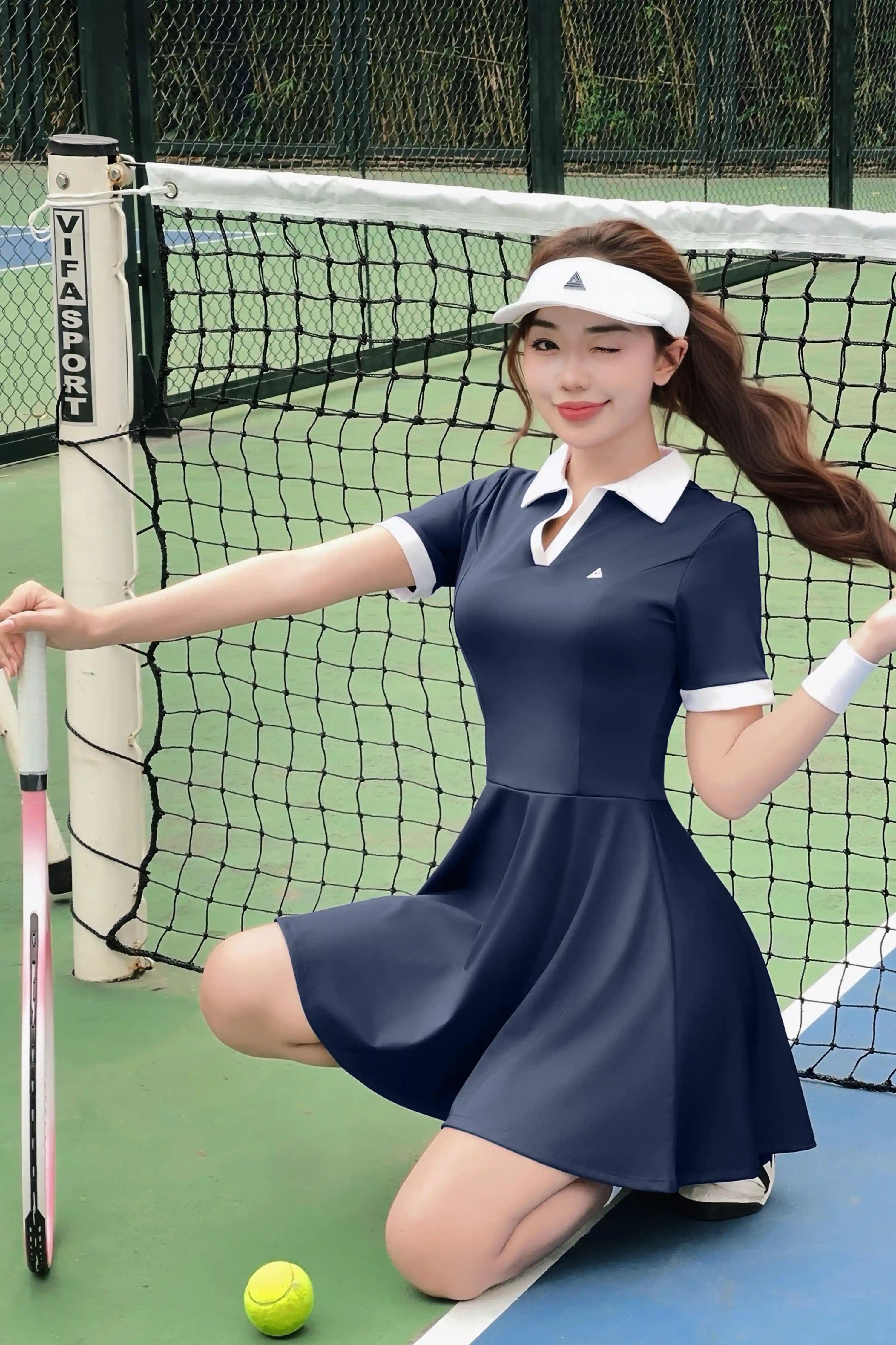 Váy tennis pickleball thể thao nữ Fitme SOFT DTSO01 Blazer Navy