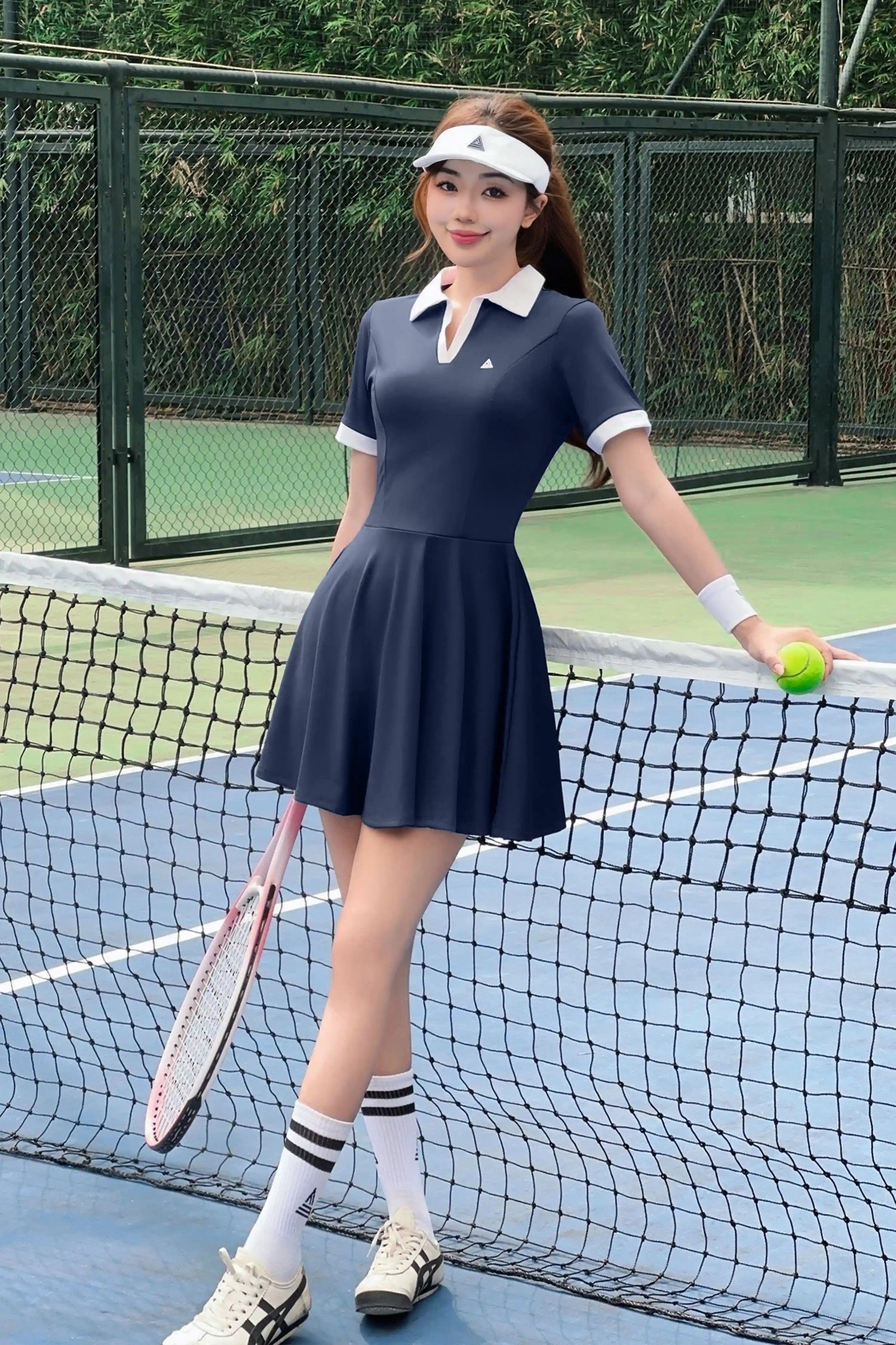 Váy tennis pickleball thể thao nữ Fitme SOFT DTSO01 Blazer Navy