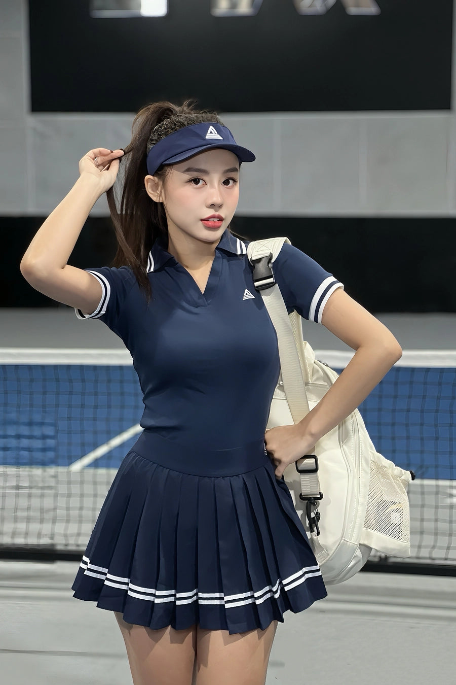 VIVE APSP01 Blazer Navy Sports Polo Shirt with White Collar