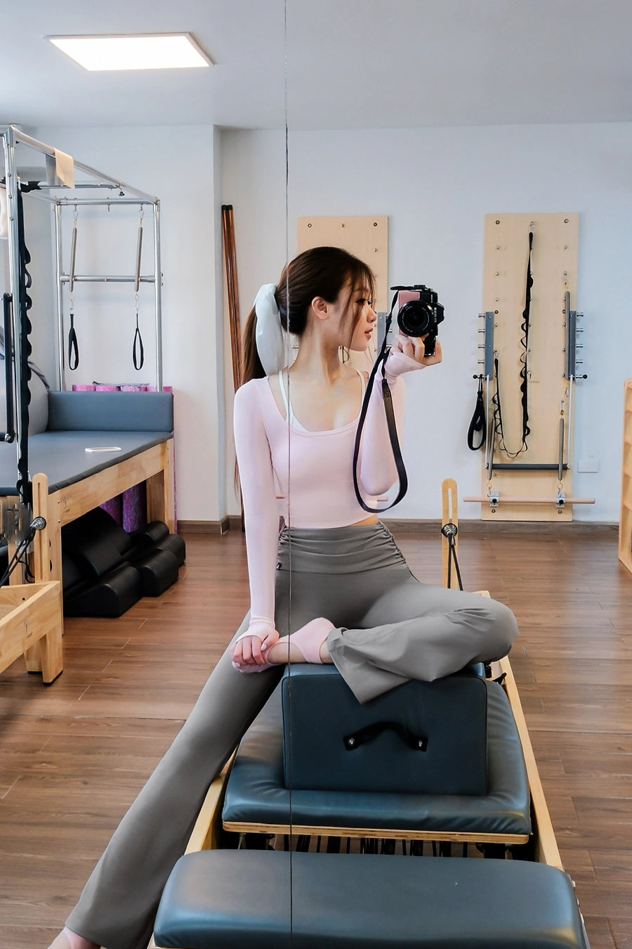 Áo thun dài tay pilates Fitme Bloom ATBL01 - Hồng pastel